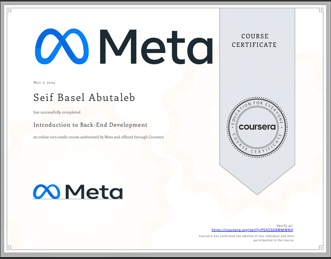 Meta Back-End Certificate