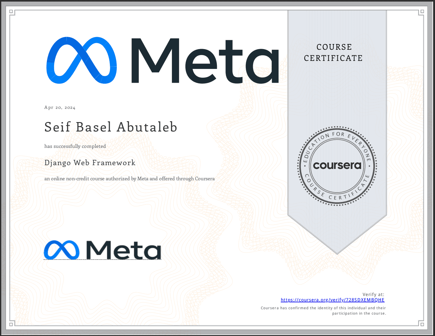 Meta Django Certificate