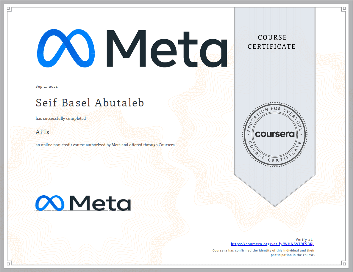 Meta APIs Certificate